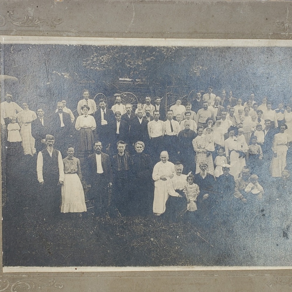 Antique Cabinet Card Photo Large Family Many Generations MISSING/TORN CORNER - Picture 2 of 5